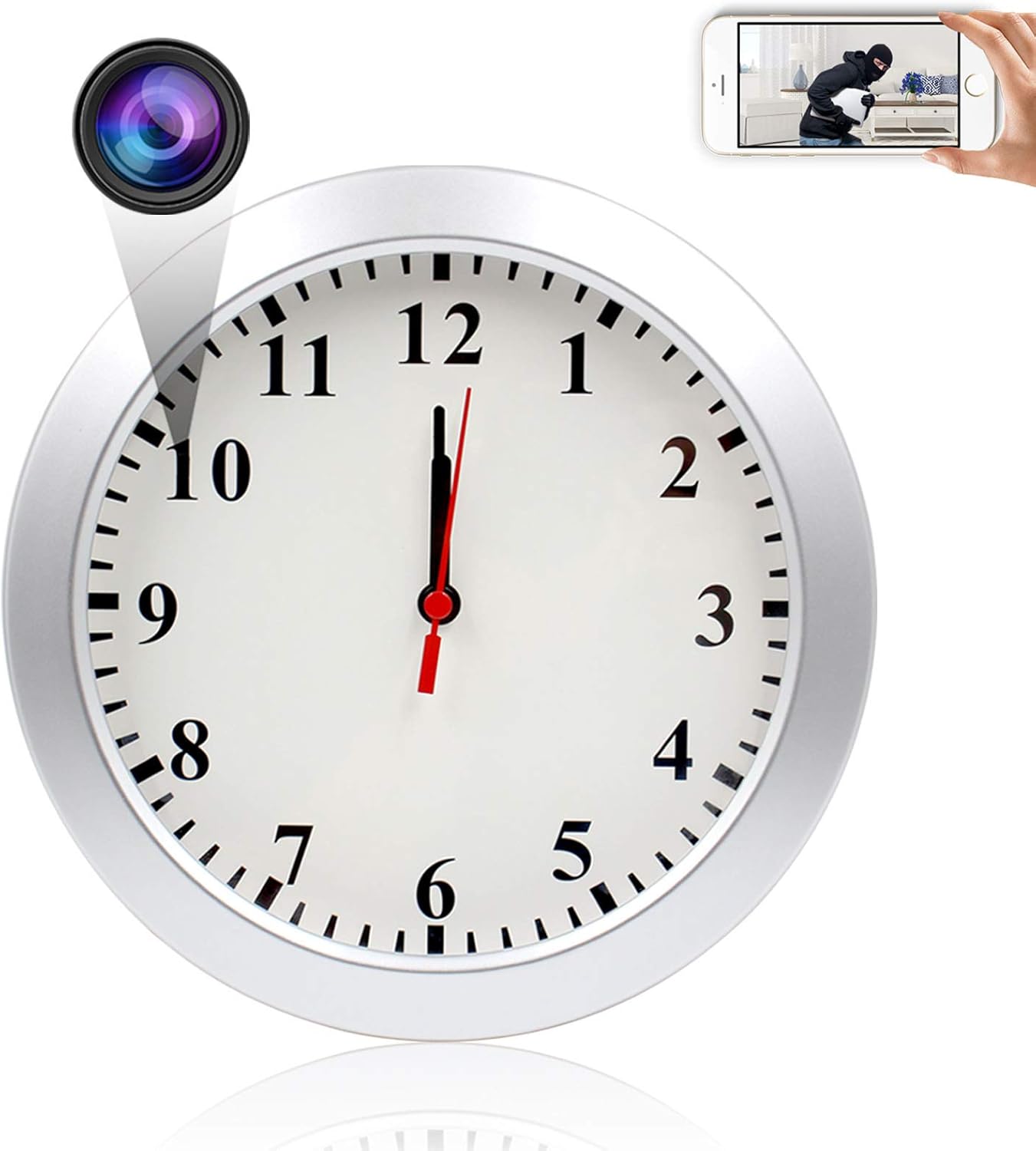 Monkaim HD 1080P WiFi Spy Camera Wall Clock Hidden Camera with Motion