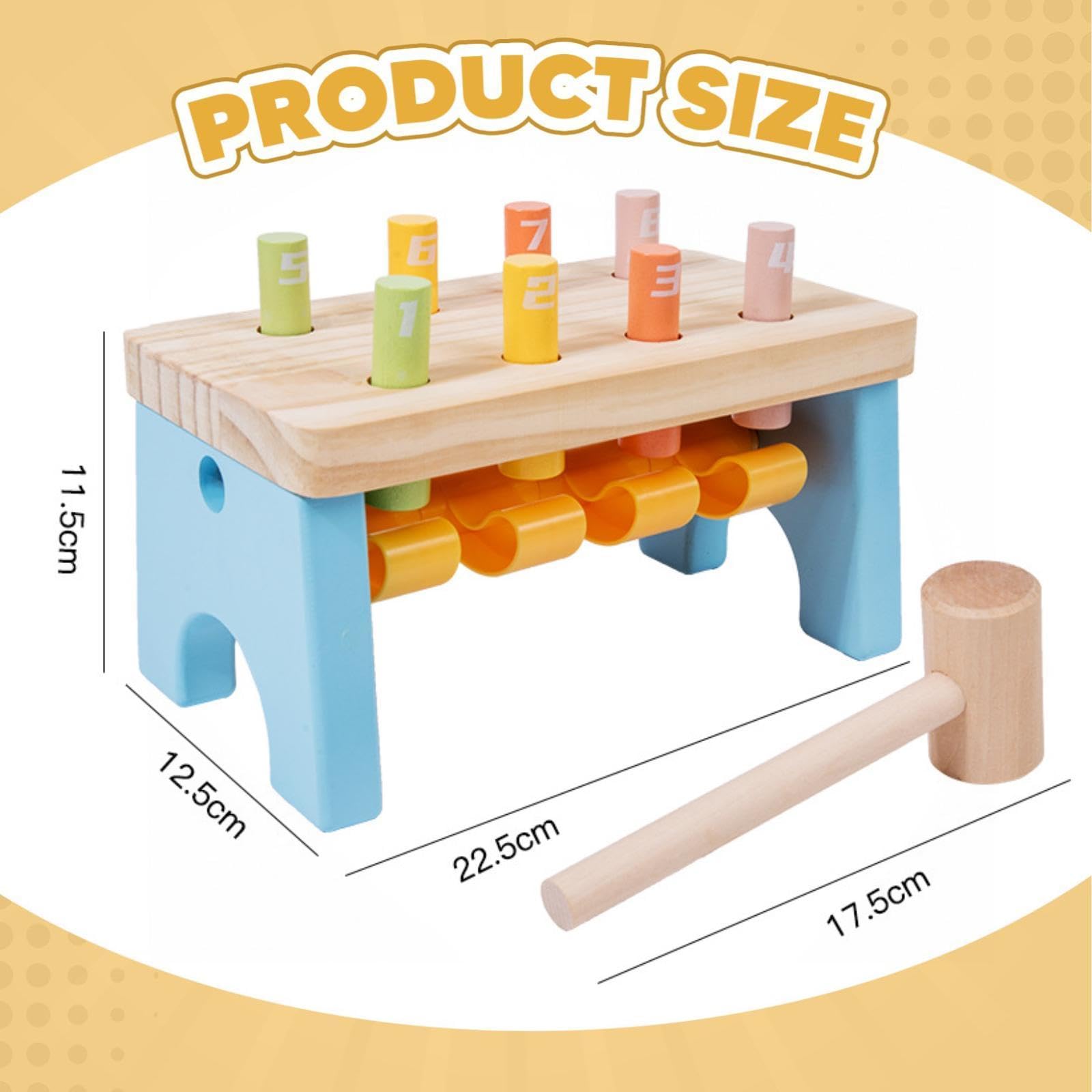 Klopfbank Aus Holz, Spielzeug mit Holzklöppeln, Lernspielzeug für Vorschulkinder, Koordination, Feinmotorik, Zahlenerkennung, Hand Augen Entwicklung,