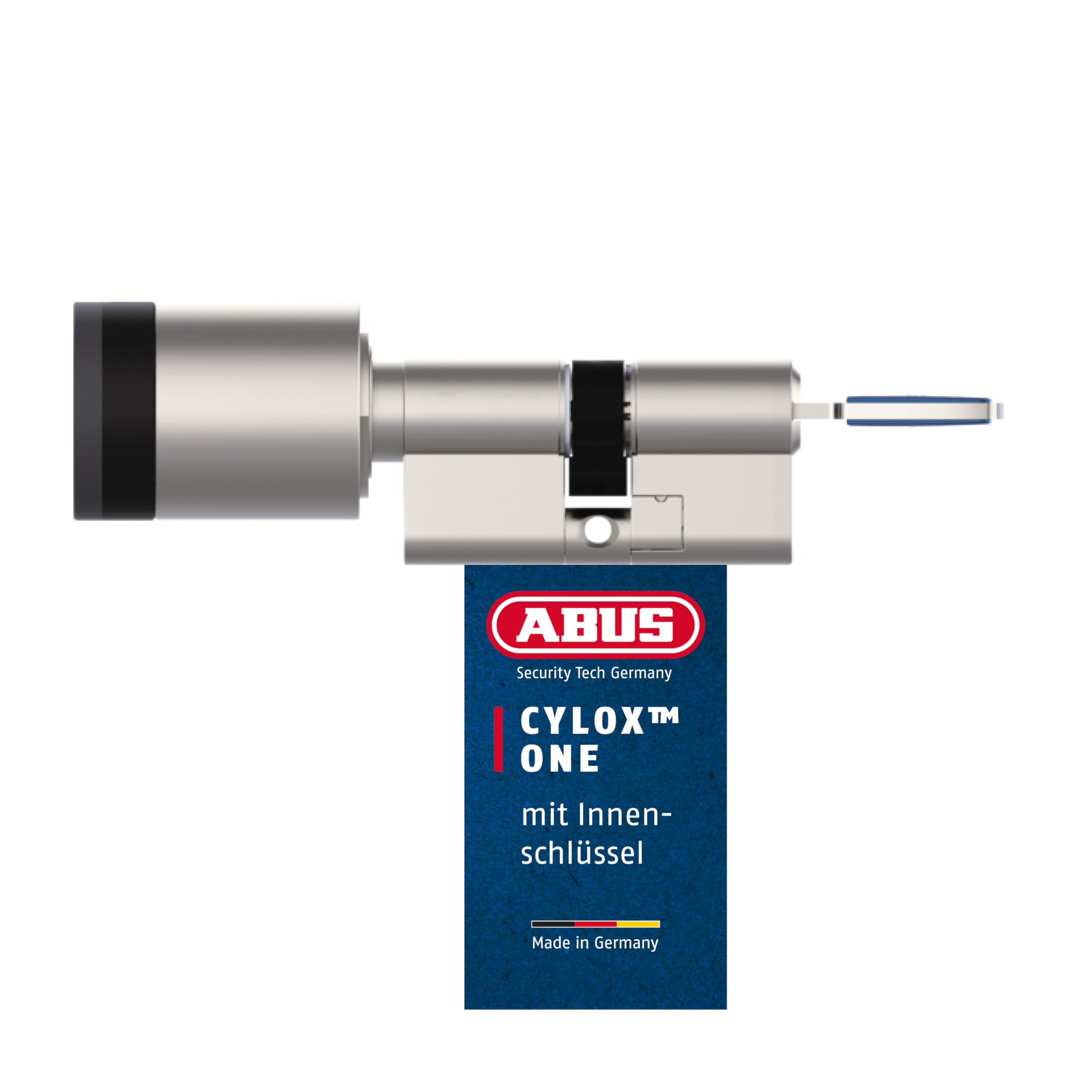 ABUSCylox One Smart Door Cylinder - Keyless Opening with Smartphone and Other Accessories - Door Lock with Drilling Protection - Open with Outer Knob - with Inner Key - Length 30-40/30-40