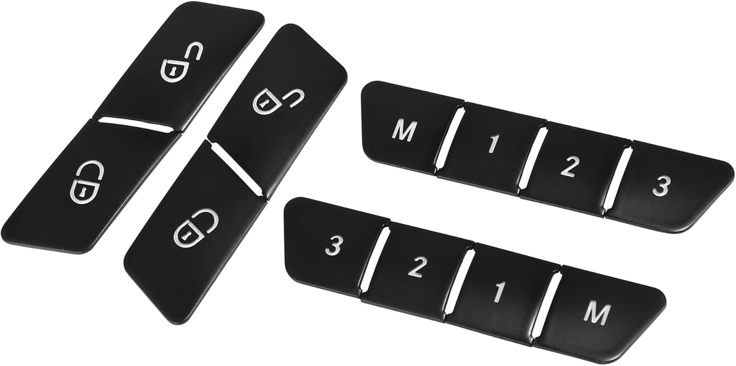 Set of 12 Car Seat Memory Door Lock Unlock Button Sticker Adjust Switch Button for Mercedes-Benz a Class 2013-2017 Interior Trim Accessory Black