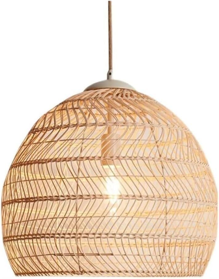 Lustre en rotin beige suspension de plafond pour salle à manger et luminaire de restaurant