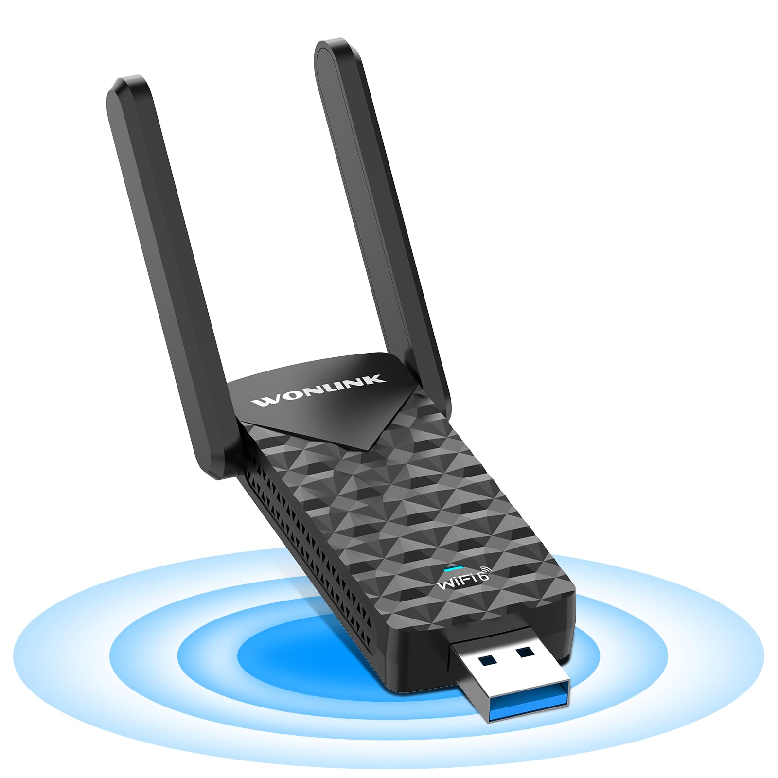 WONLINK Adaptador WiFi USB para PC, AX1800 Mbps Antena USB WiFi 6 Dual Band 5GHz & 2.4GH para PC/Desktop/Laptop con 2* Externa Ajustable Antenas, MU-MIMO, WPA3, Compatible con Windows 11/10