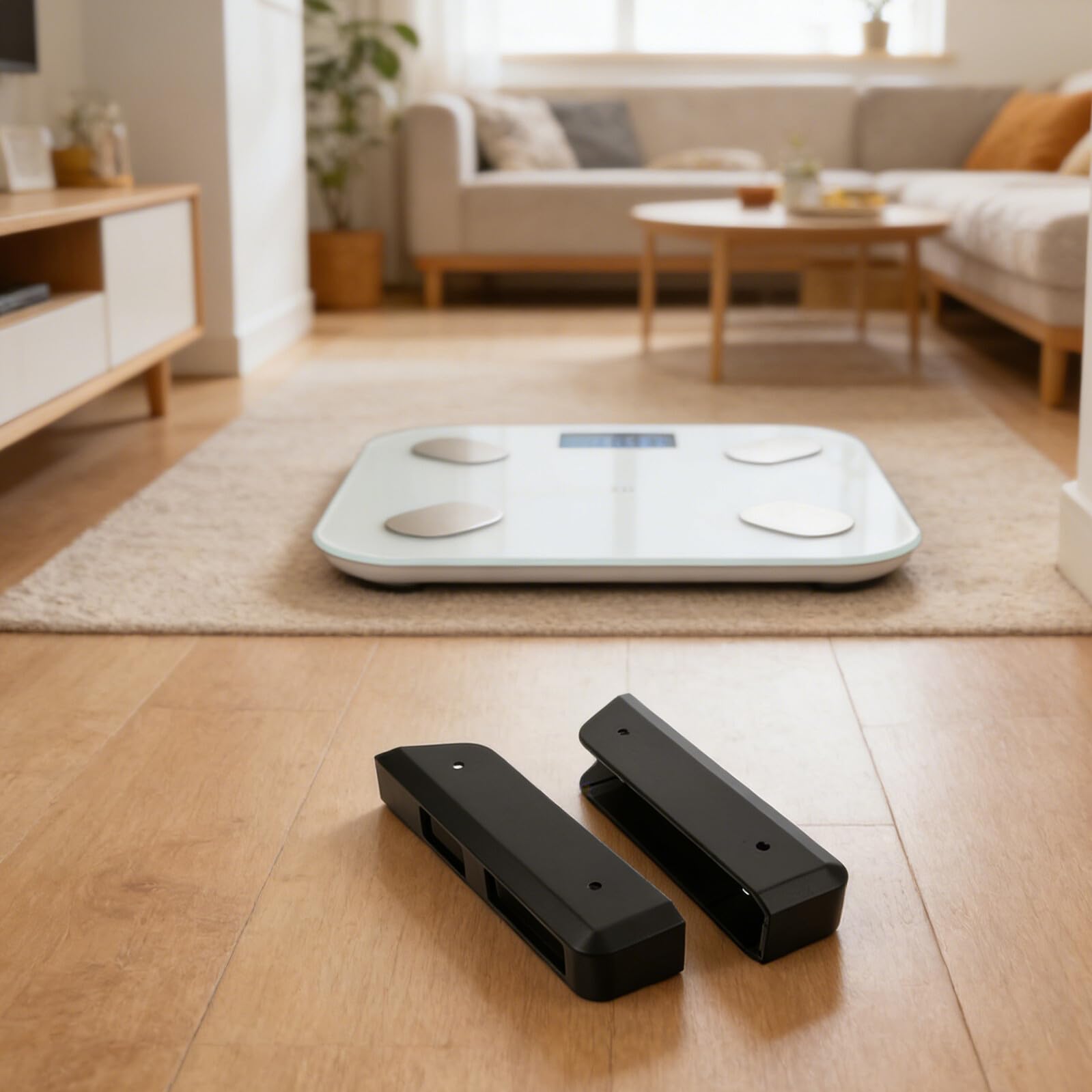 Soporte para Báscula de Peso Corporal de Acrílico, 1 Par, Opción de Adhesivo o Tornillos, para Baño, Gimnasio Doméstico y Cocina