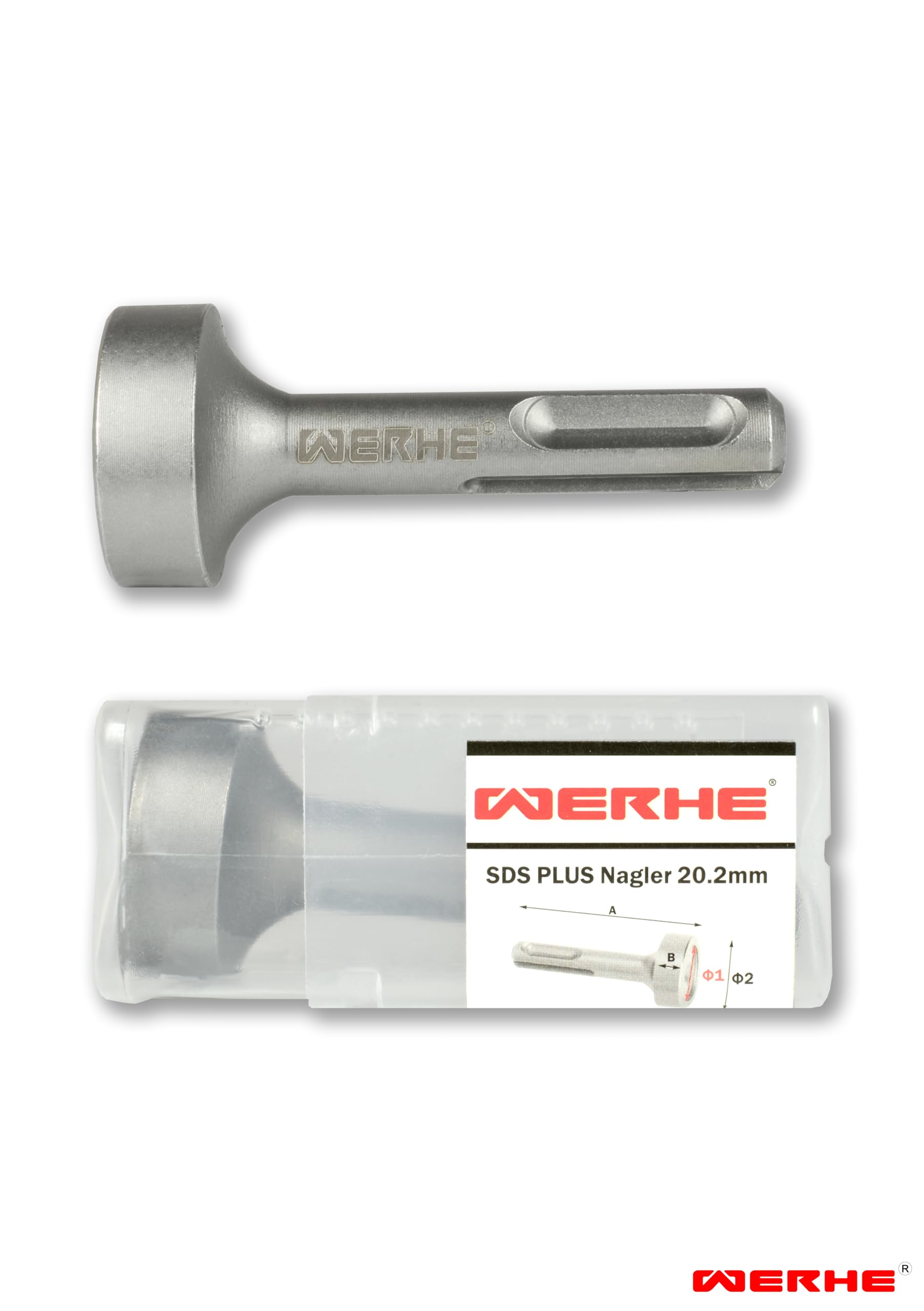WERHE Nail Driver SDS Plus 20,2 mm, Robust Driving Aid Made of Chrome-Vanadium Steel for Rotary Hammers - Image 4