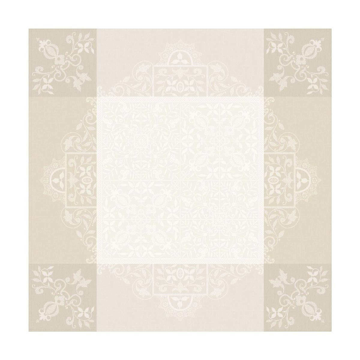 Nappe Venezia Ivoire Le Jacquard Français grand format carré coton