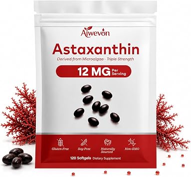 Astaxanthin Supplement 12mg Softgels, 120 Count Natural Microalgae Astaxanthin with MCT Oil, Easy to Swallow, No Strong Taste, Antioxidant Support for Skin Eye Heart Joint Health, Non-GMO Gluten Free