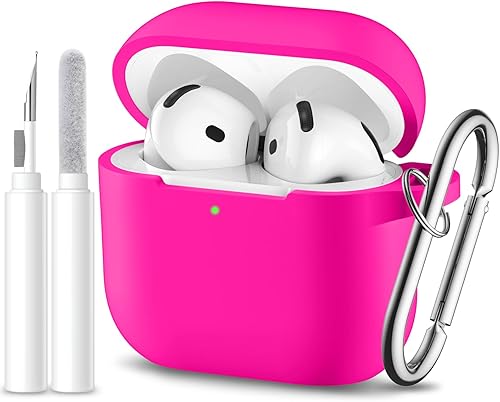 Vista 23 de Funda protectora completa de silicona suave para AirPods 4 con llavero y kit de limpieza, compatible con Apple Airpods 4 para mujeres y hombres