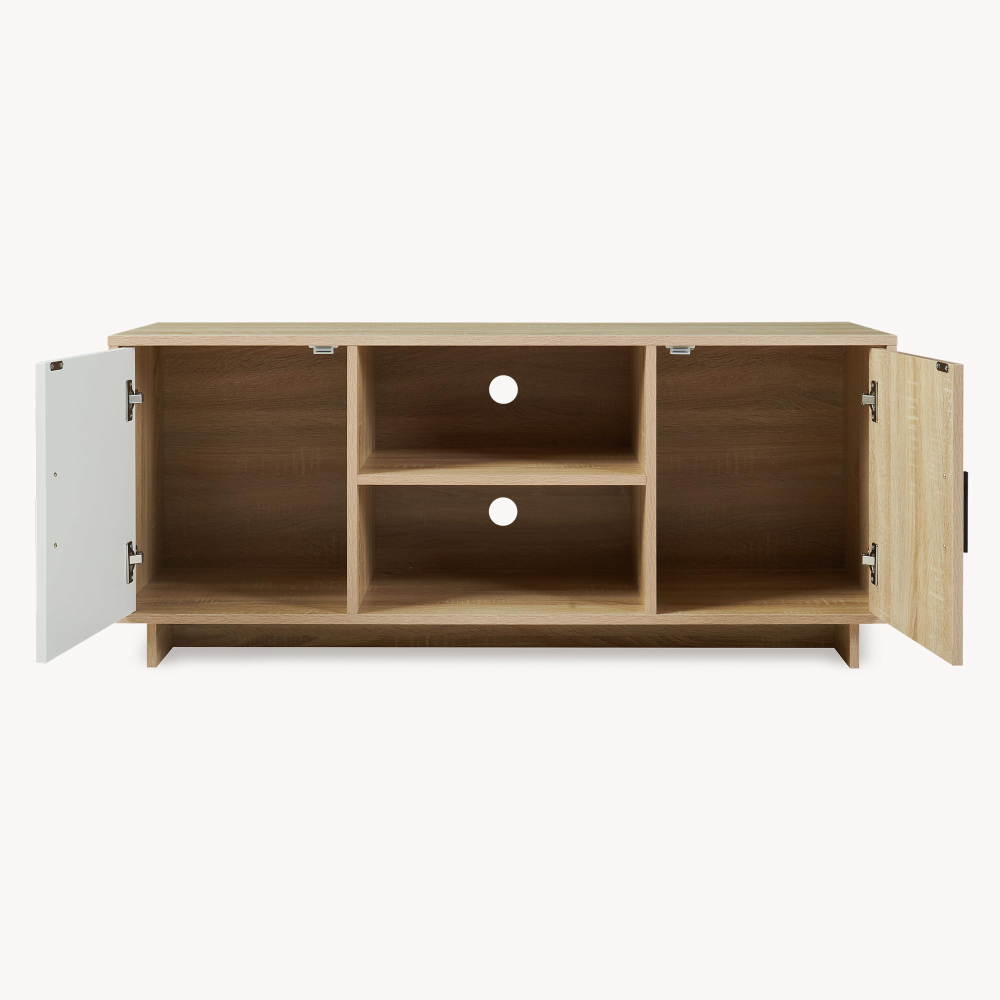 [en.casa] Mobile Porta TV a 2 Ante e Scomparti Aperti Supporto Televisore Stand Multimediale Credenza Bassa per Soggiorno Studio Living 120x39x52 cm Effetto Rovere Sonoma/Bianco