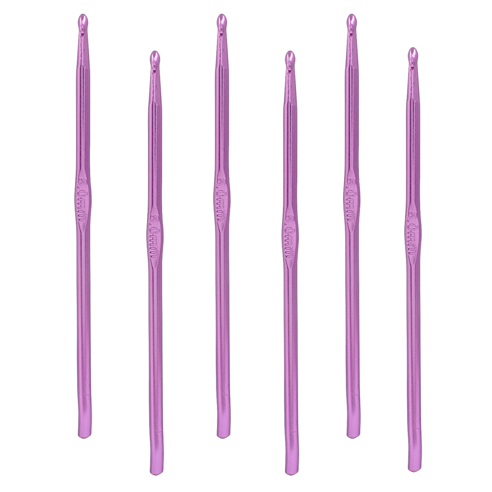 suiwotin 6pcs 5mm Crochet Hook, US Size H (Size 8) Crochet Hook Set, Aluminum Knitting Needles for Yarn DIY Crafts Projects