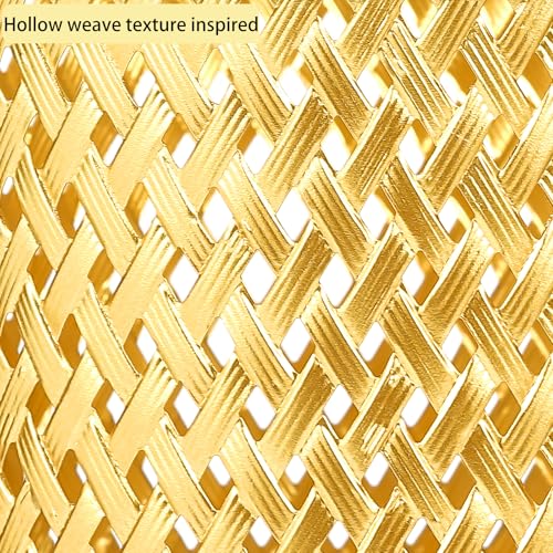Image of Small Gold Trash Can for Bathroom, Metal Garbage Can for Offices, Decorative Hollow-Out Garbage Can Waste Paper Bin, 7 inch W X 7 inch L X 12 inch H