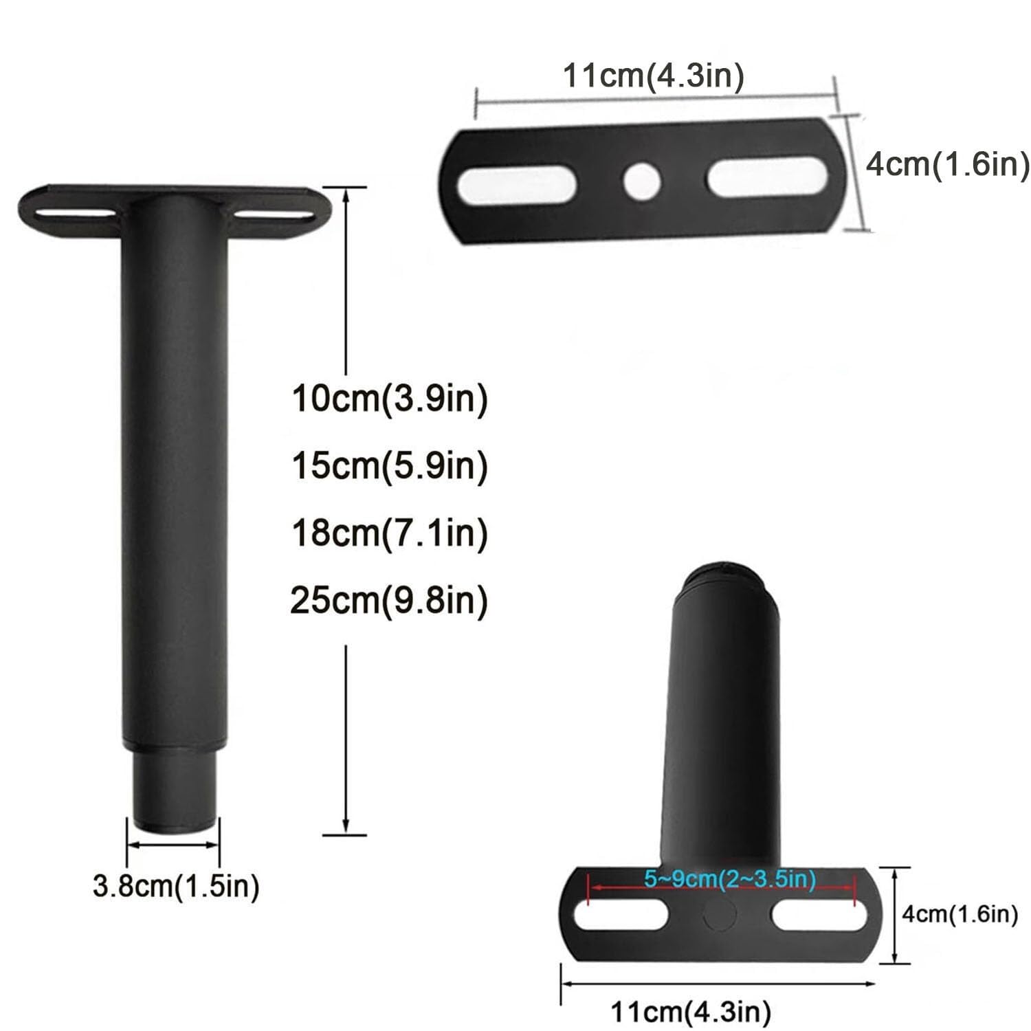 Gambe for mobili a Forma di T 4 Pezzi Gambe di Ricambio Set Gambe for armadi Regolabili Gambe for mobili in Metallo Telaio in Acciaio Supporto for Gambe(18cm(7.1in))