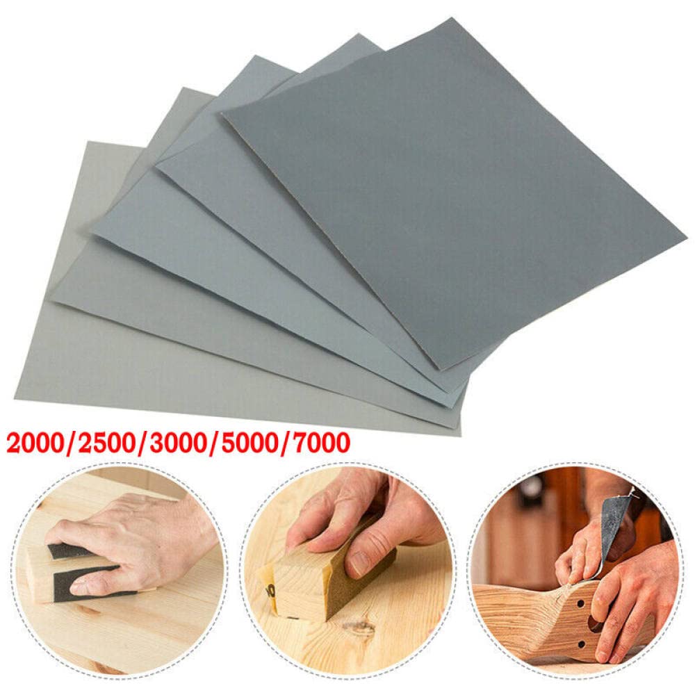 SHENGANG 50Pcs Carta vetrata Wet Dry Carta vetrata Carta morbida Base Lucidatura di precisione 2000 2500 3000 5000 7000 Vernice per auto Grana mista mista, 2000