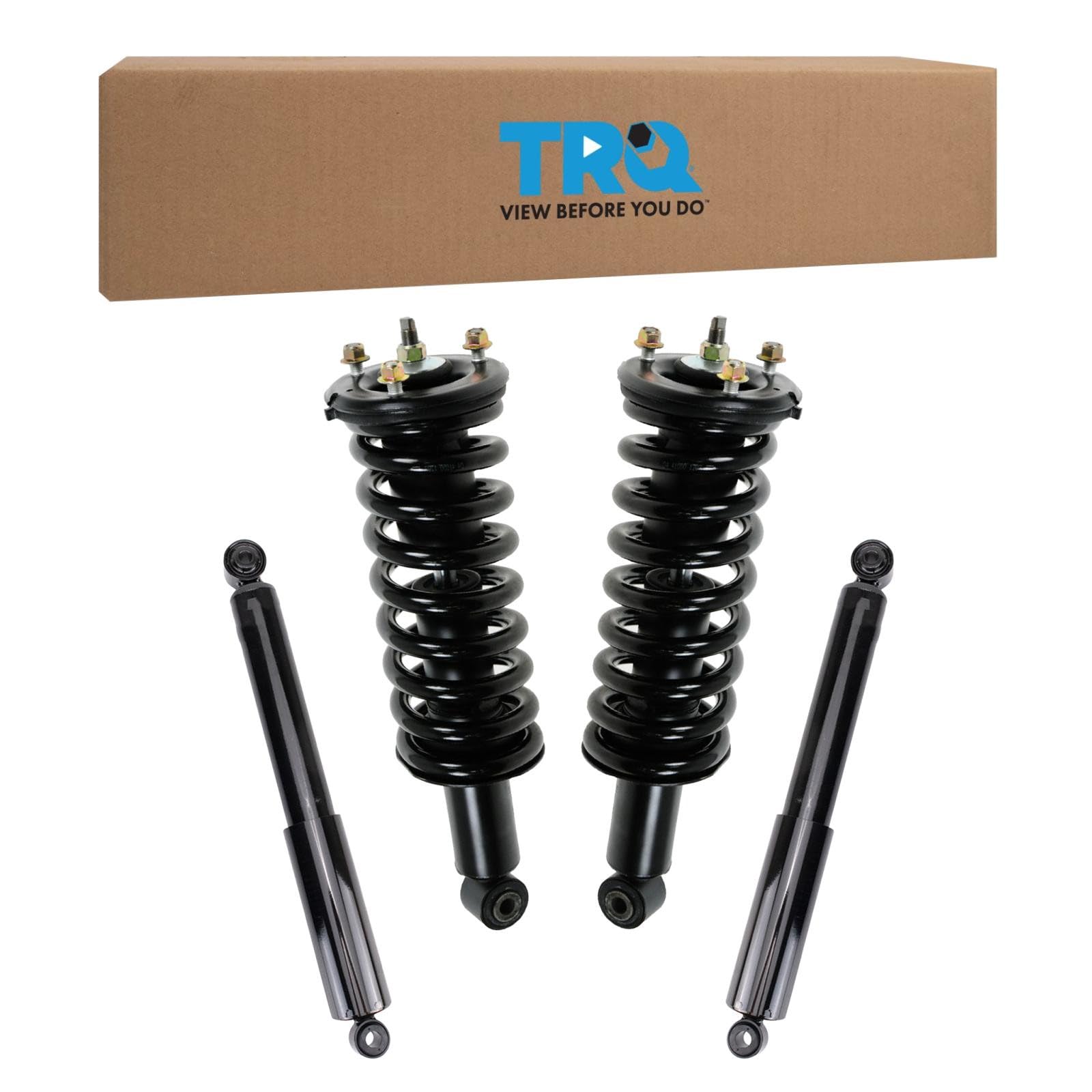 TRQ Front and Rear Complete Strut Assembly &amp; Shock Absorber Kit Complete Strut &amp; Coil Spring Assembly Compatible with 2005-2015 Nissan Xterra