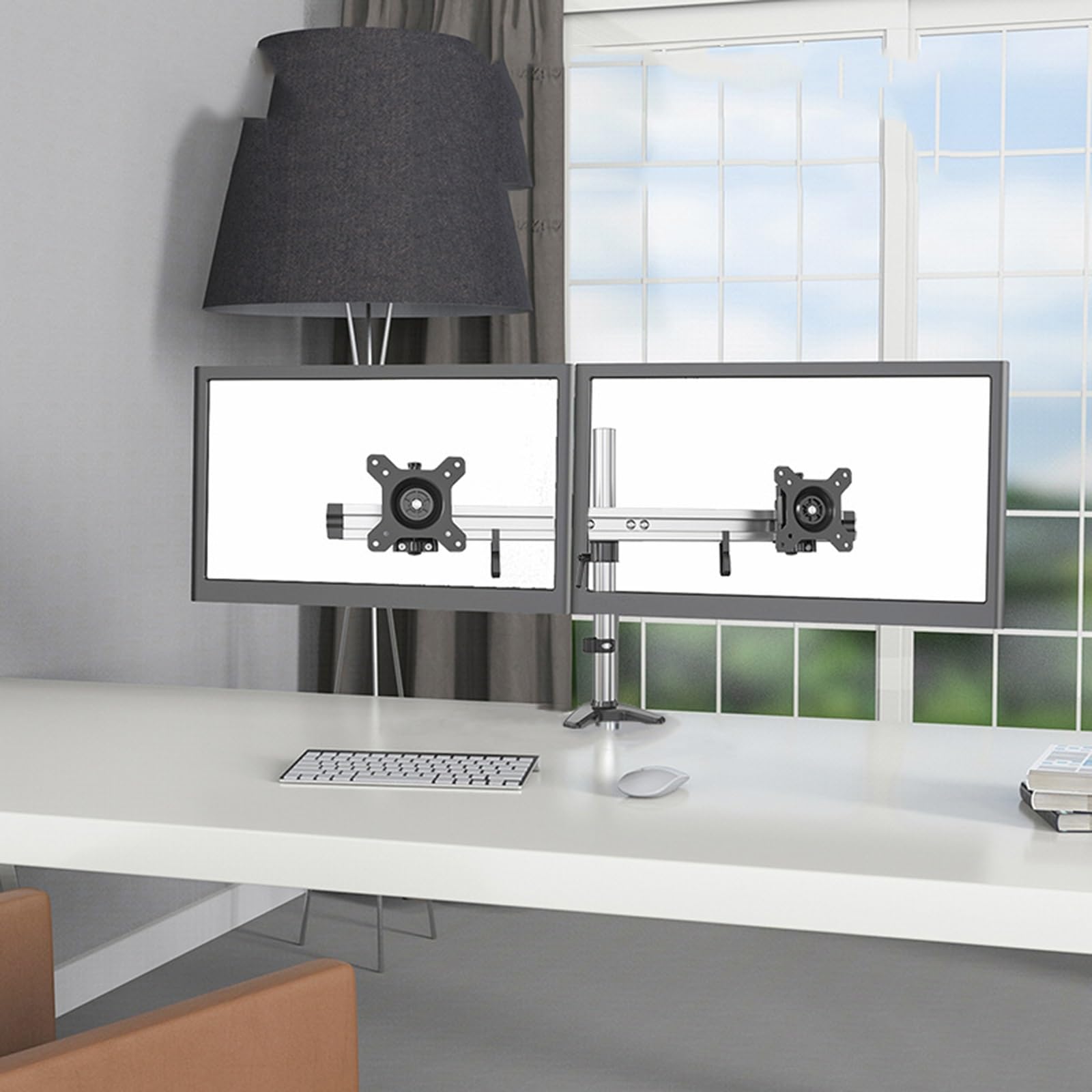 asdchZen Free Standing Dual Monitor Stand,Monitor Stands For 2 Monitors Desk Mount For 15 To 27 Inches Computer Screen,With Clamp Mounting Base