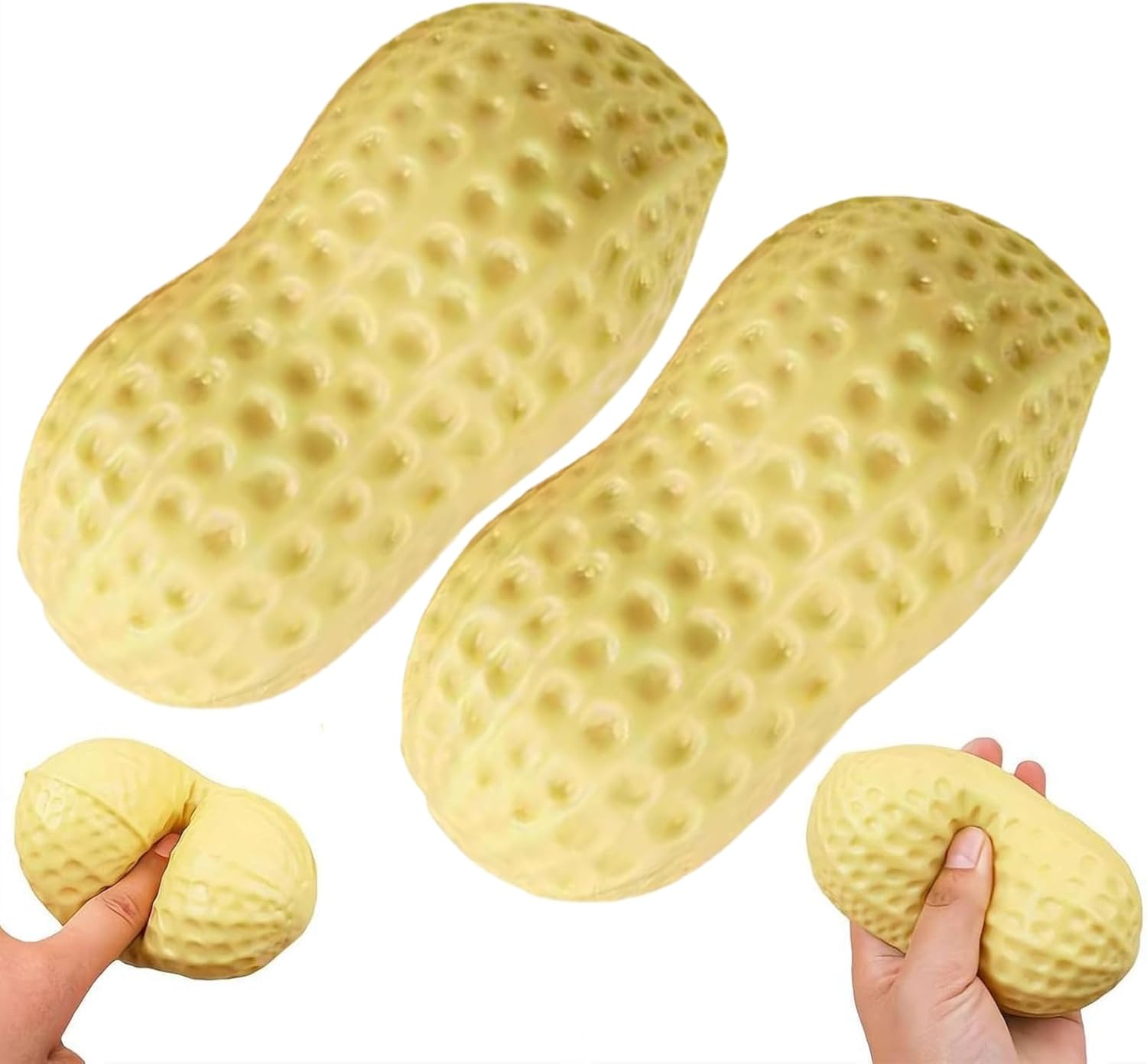 Peanut Squishies, Peanut Stress Balls Fidget Toys for Adults, Soft Slow Rising Fidget Squeeze, Soft Stress Relief Sensory Fidget Toy for Adults Anxiety Relief Hand Relax, Desk Decor & Gift (2PCS)