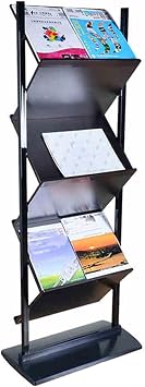Removable Newspaper Rack Newspaper Display Rack,Iron Magazine Rack,Floor-Standing Document Rack,Suitable for Offices,Exhibition Halls,Study RoomsBlack 35x31x154cm