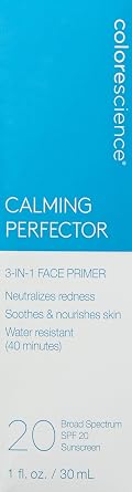 Colorescience Calming Perfector Face Primer, Water Resistant Mineral Sunscreen, Broad Spectrum 20 SPF UV Skin Protection, 1 Fl oz