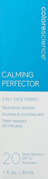 Colorescience Calming Perfector Face Primer, Water Resistant Mineral Sunscreen, Broad Spectrum 20 SPF UV Skin Protection, 1 Fl oz