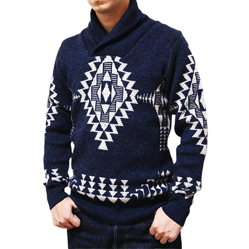 Men's Striped Knitted Sweater with Crew Neck and Long Sleeves for Autumn and Winter Sweater-picture-11
