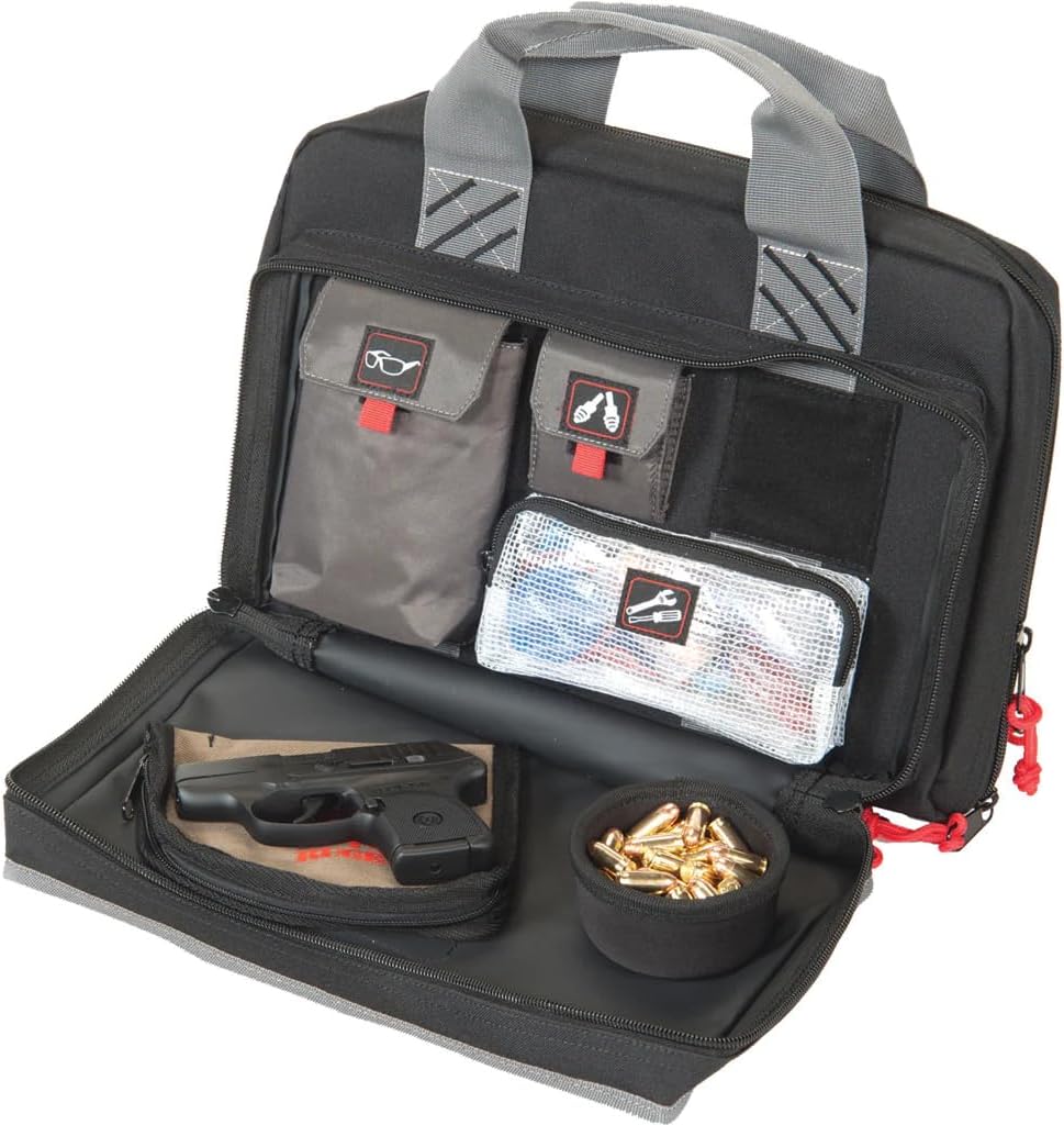 GPS Quad Pistol Range Bag With Mag Storage & Dump Cups | 4 Handguns Capacity | Durable Secure Handguns, Ammo & Shooting Accessories Storage Soft Case