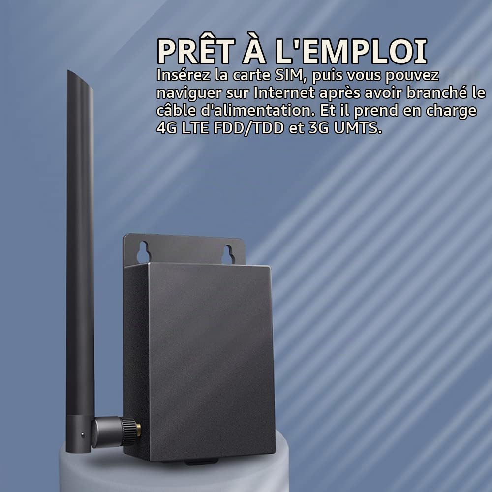 Hotspot Portable 4G, Routeur 4G Extérieur étanche Plug N Play Haute Vitesse pour Caméra IP, Prend en Charge Le Chargement IPC, Vitesse LTE Rapide, Contrôle Facile, Haute sécurité