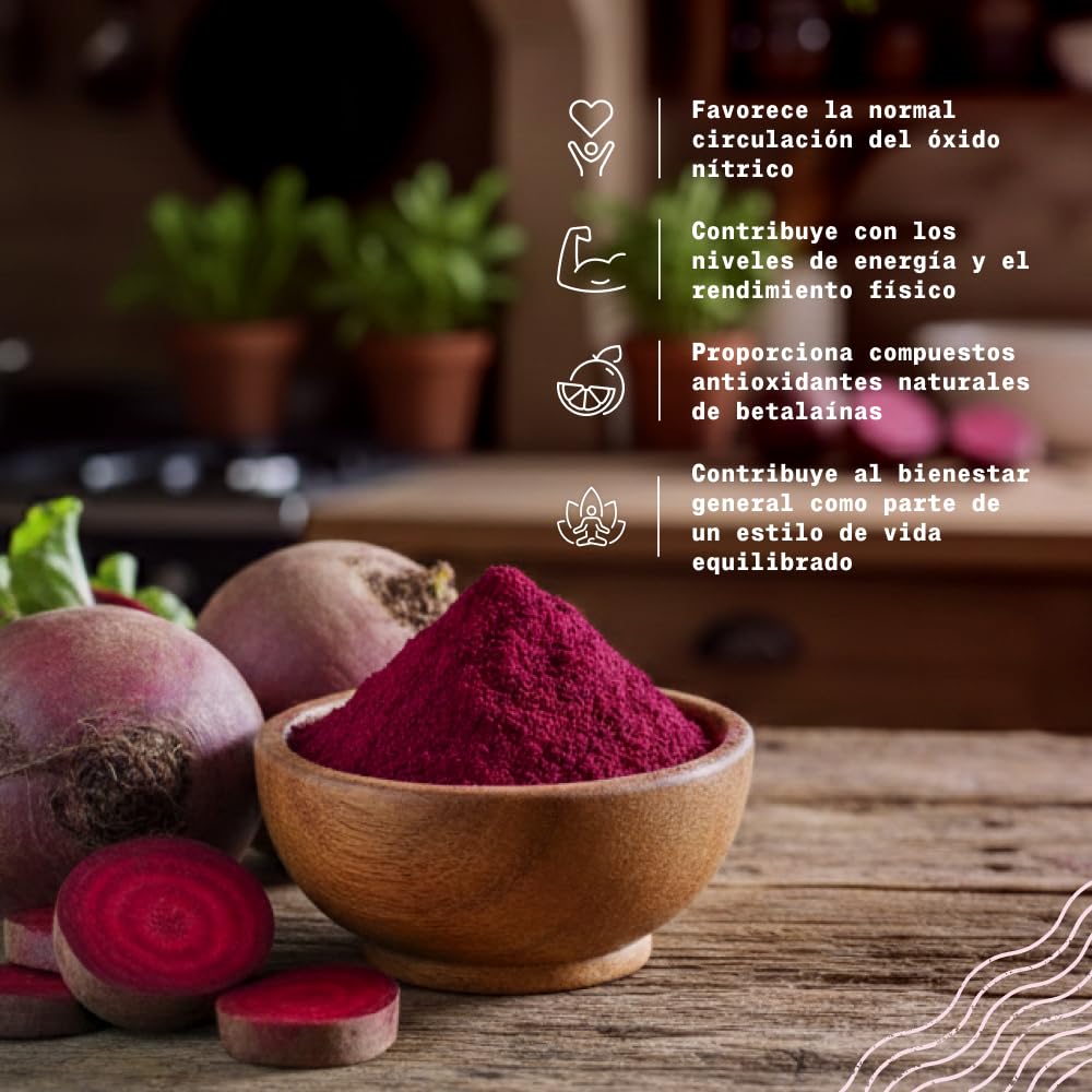 NaturaleBio Polvo de remolacha 950g. Superfood orgánico de raíz deshidratada. Fuente natural de nitratos y betalainas. Para uso diario en una alimentación equilibrada. Vegano y sin gluten.