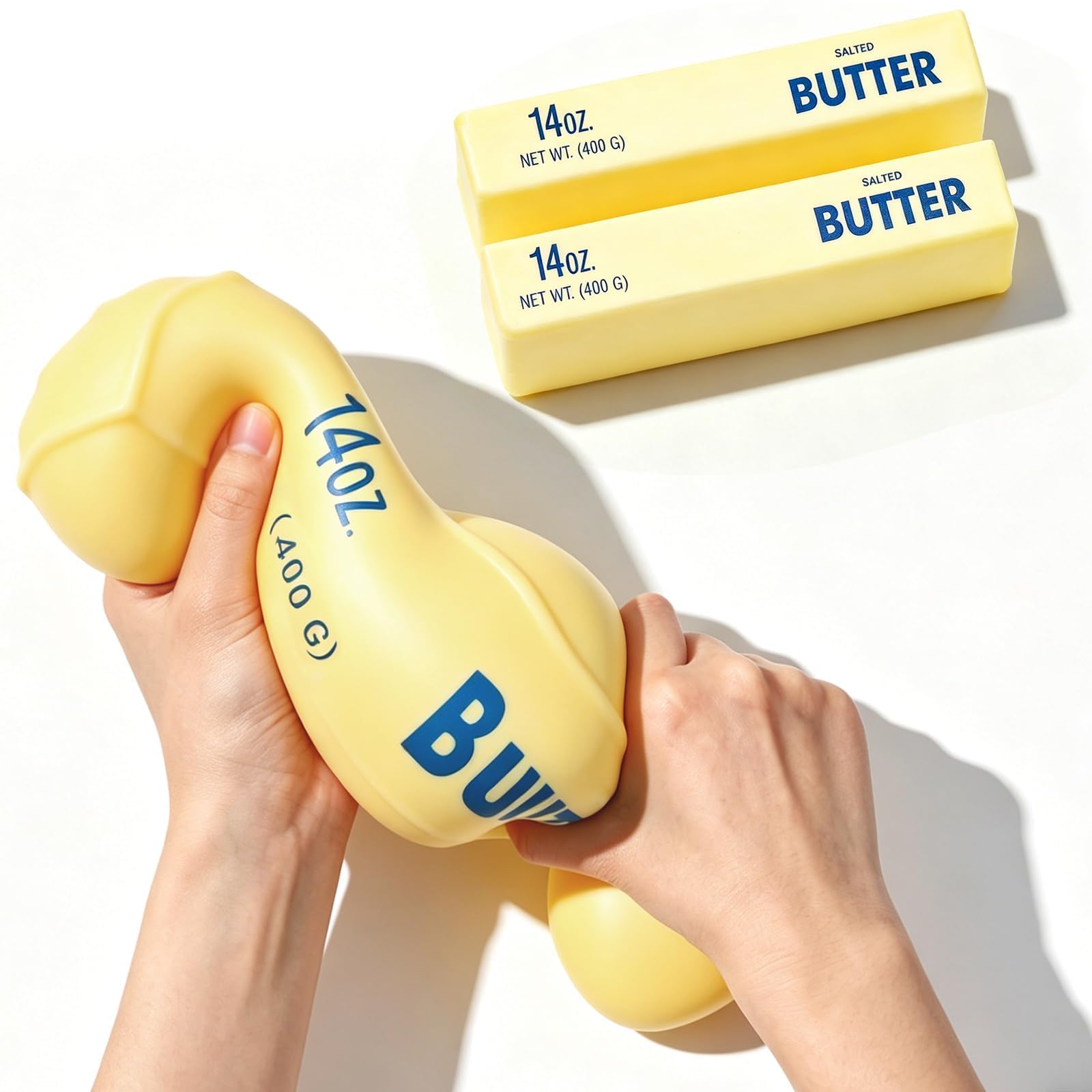 10in Giant Butter Squishy, Jumbo Big Butters 14oz Squeeze Stress Balls, Large Butter Stick Stress Relief Slow Rising Fun for Anxiety Relief Party Favors(2PCS)