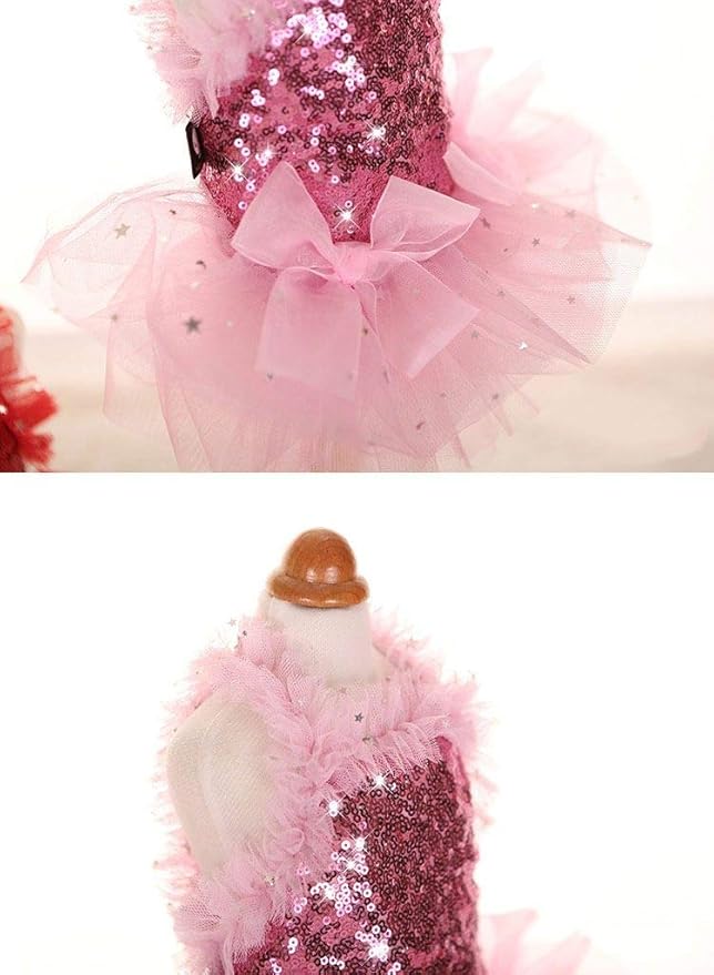 Vestido de Princesa con Lentejuelas y Tul para Perro Pequeño Rosa Talla XXS miniatura 3