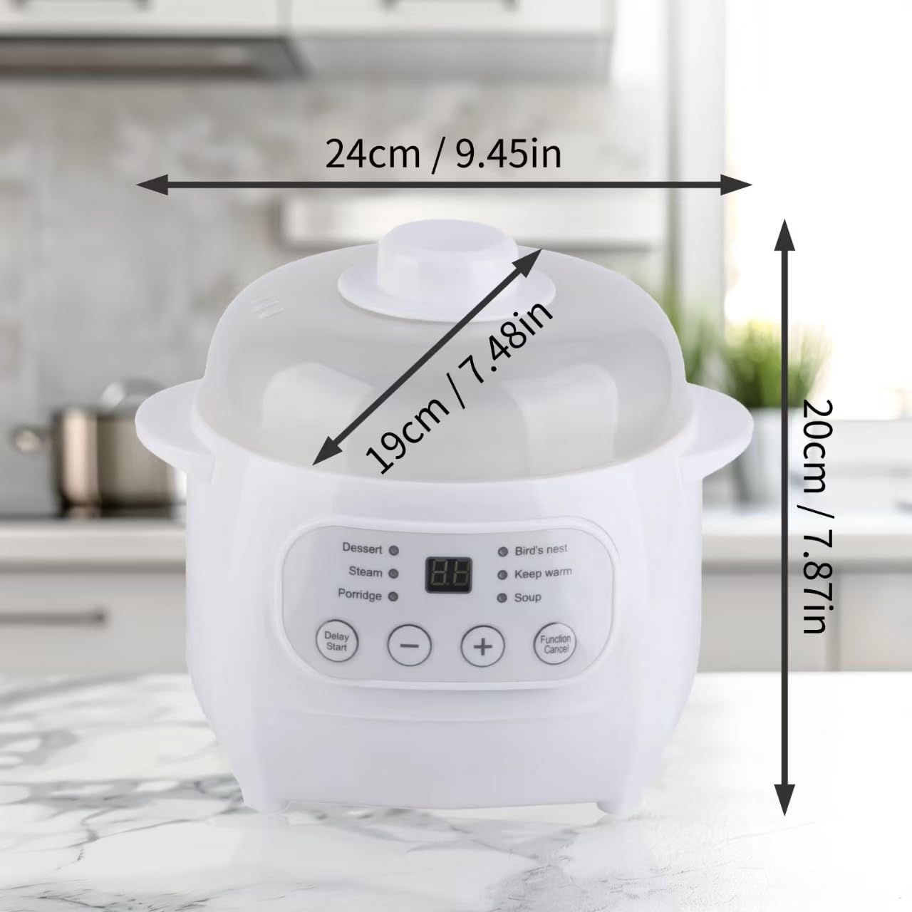 Olla eléctrica para estofado de 1 litro, olla de cocción lenta, cocina eléctrica para estofado, revestimiento de cerámica con tapa, cazuela de cerámica para estufa, gachas de avena y sopa de 5