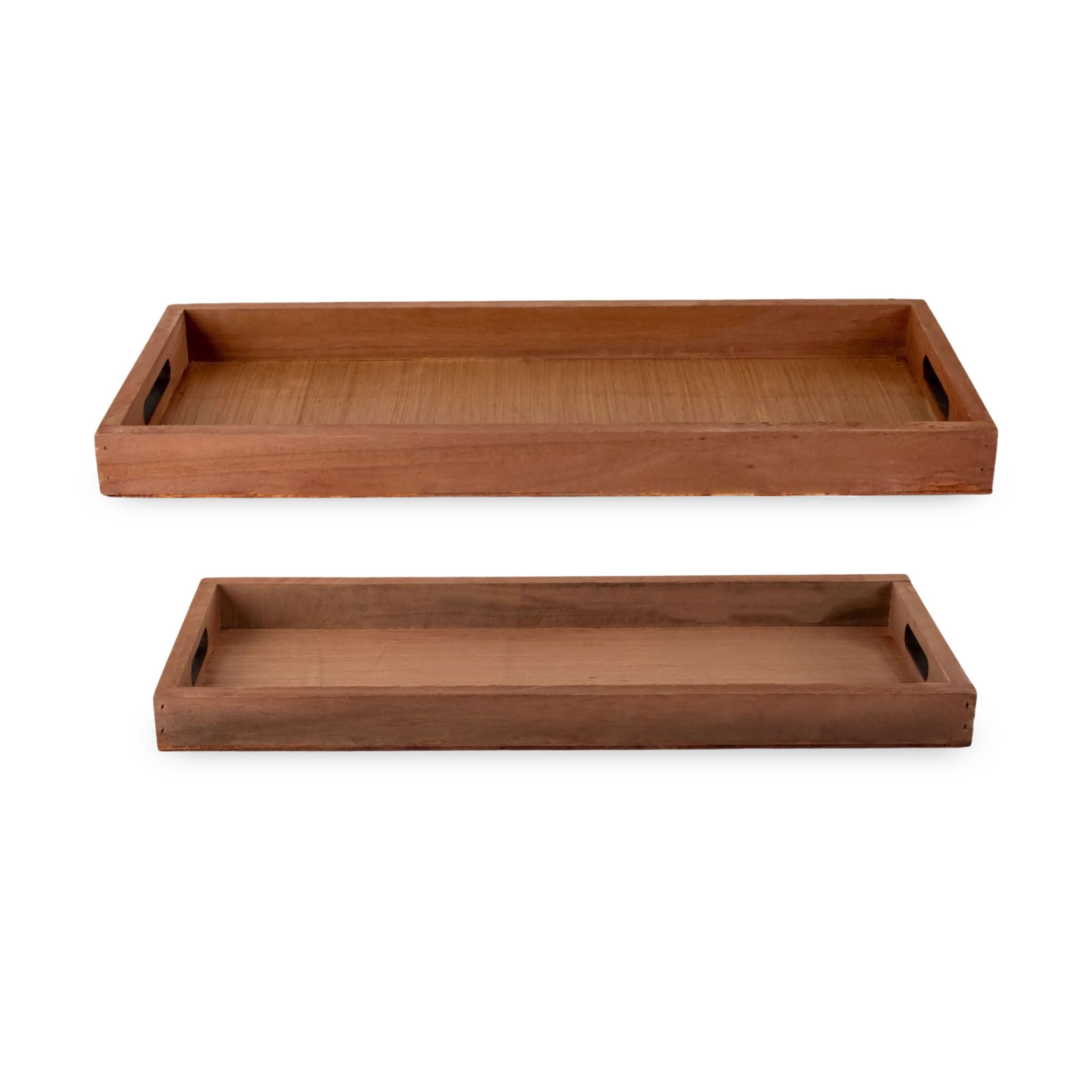 Deko Holztablett Natur 2er Set - 50/45 cm - Holz Kerzenteller länglich