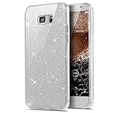  Kompatibel mit Galaxy S7 Hülle,Galaxy S7 Schutzhülle,Full-Body 360 Grad Bling Glänzend Glitzer Klar Durchsichtige TPU Silikon Hülle Handyhülle Tasche Case Front Cover Schutzhülle für Galaxy S7,Silber