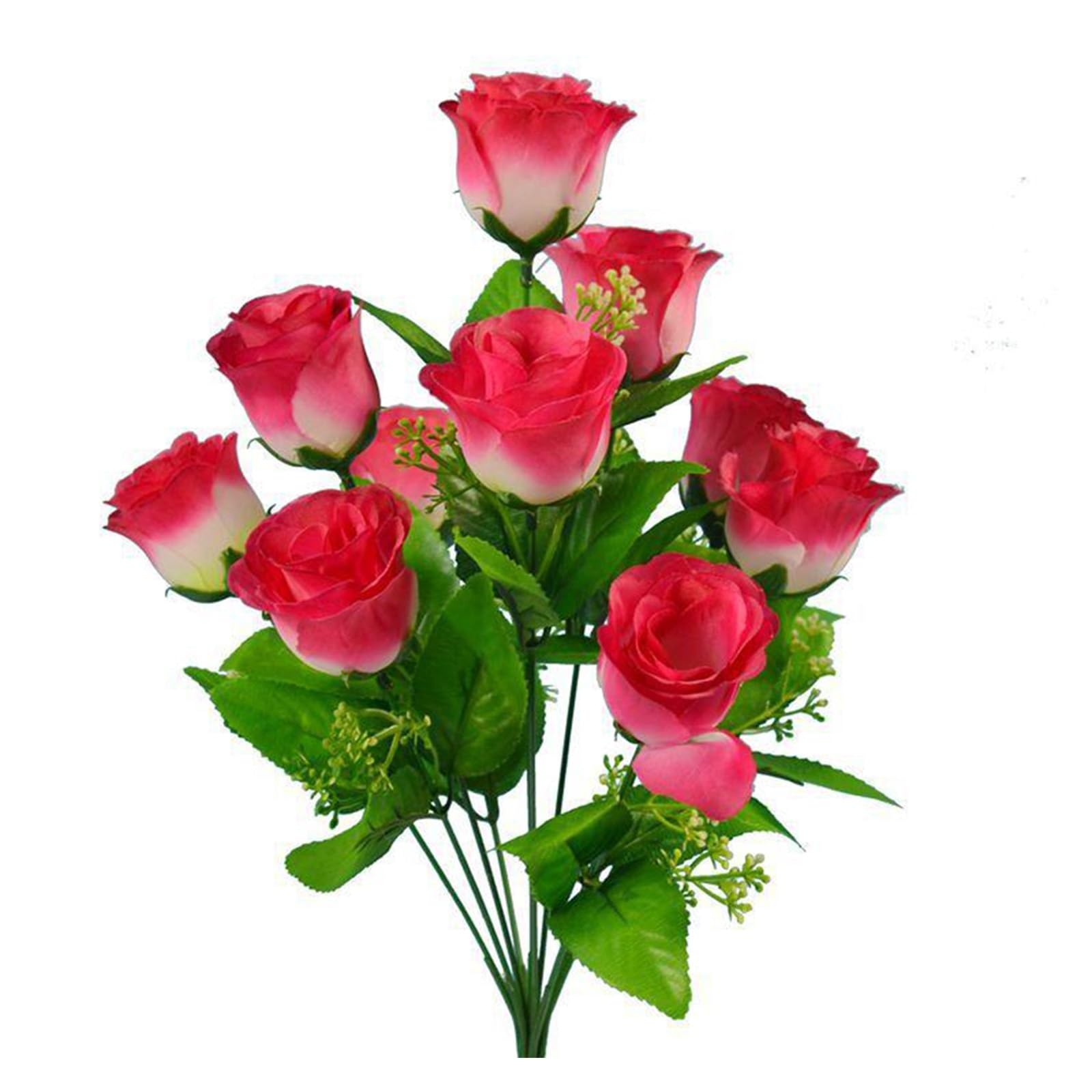 Dcrxz Artificial Flowers 5pcs Stems Artificial Silk Fake Flowers Rose Bud Bunch Wedding Bridal Bouquet Flowers Home Outdoor Party Decoration(Pink)