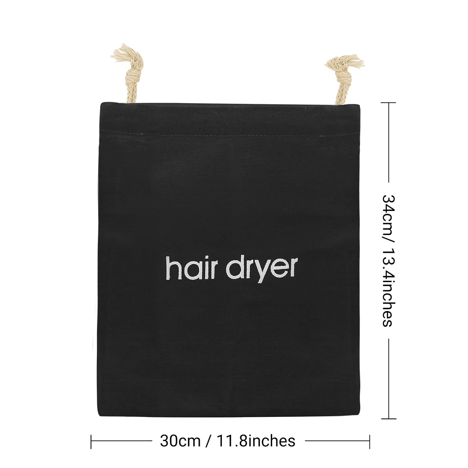 TSHD Hair Dryer Drawstring Bag Container - Cotton Travel Storage for Hairdryer (2 PCS Black)
