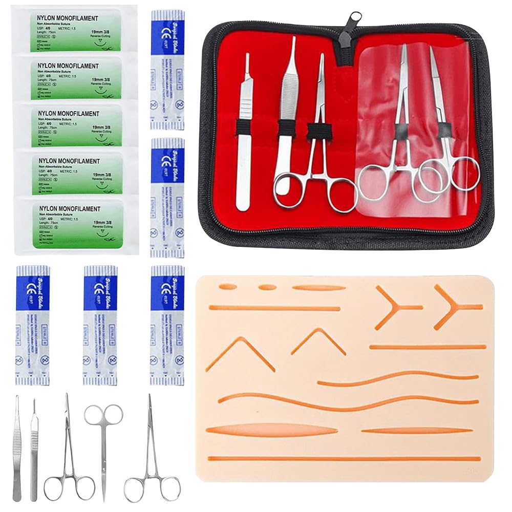 Kit de Suture, Outil de Coussinet de Couture en Silicone, Kit Complet de Pratique de Suture pour les étudiants en Médecine, les Vétérinaires et les Infirmières