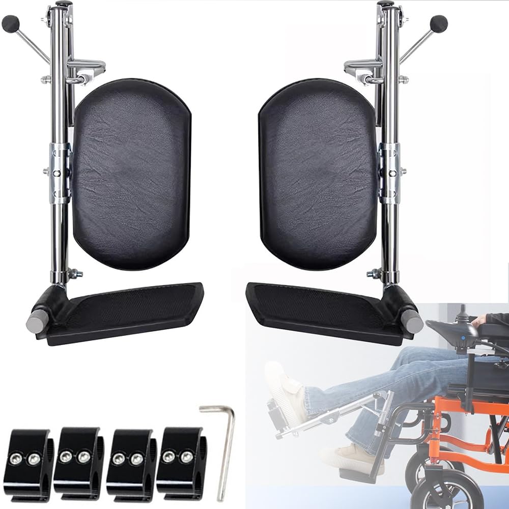 2pcs repose-pieds réglable fauteuil roulant,hauteur 40-70cm,angle 90-180 degrés,charge 100kg,coussin confort,installation facile,pour les utilisateurs de fauteuils roulants et le personnel soignant