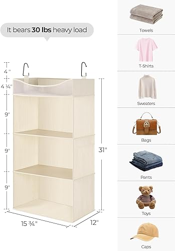 Miniatura 3 de StorageWorks Organizador colgante de armario, estantes colgantes de armario de 3 estantes con estante superior, 15  de ancho x 12 pulgadas de