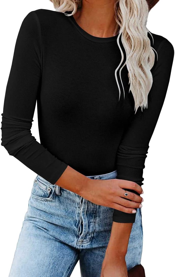 REVETRO Women's Long Sleeve Shirts Fall Crewneck Tshirt Slim Fit Basic Tee Shirt Y2k Going Out Tops…