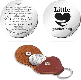 My Dad Pocket Hug Token Gift, Long Distance Relationship Keepsake Stainless Steel Double Sided，Pocket Hug Token Gift for Dad from Daughter - Thank You for Everything