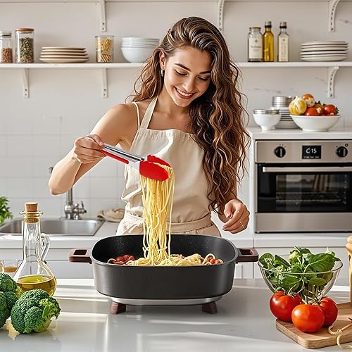 Miniatura 3 de AORAN - Sartén eléctrica de 12 x 12 pulgadas, 1500 W, con 5 herramientas de cocina, plancha antiadherente de 6.5 cuartos de galón, apta para