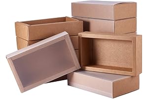 BENECREAT Clear Rectangle Kraft Boxes for Packaging