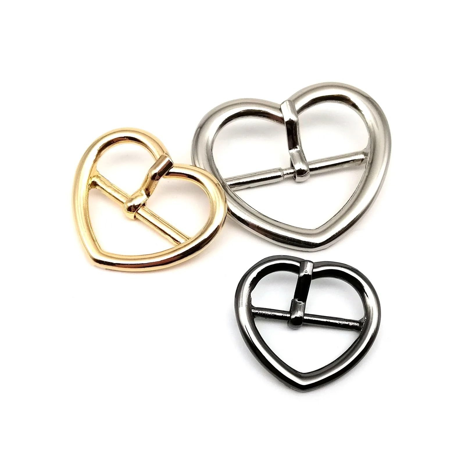 Hebillas de cinturón, 20 unidades, de metal, ancho interior de 20, 24, 31, 39 mm, ajuste en forma de corazón, hebilla de rodillo, anillo a presión, bolsa de cuero, correa de hombro, reparación