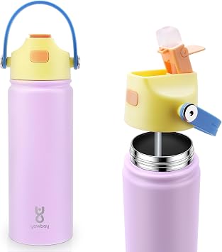 18 oz Insulated Water Bottle with Straw Lid, Stainless Steel Leakproof Water Bottles, One Press Quick Open & Easy Carry Handle, Double Wall Vacuum Cup for Sports, Travel, School, Pink