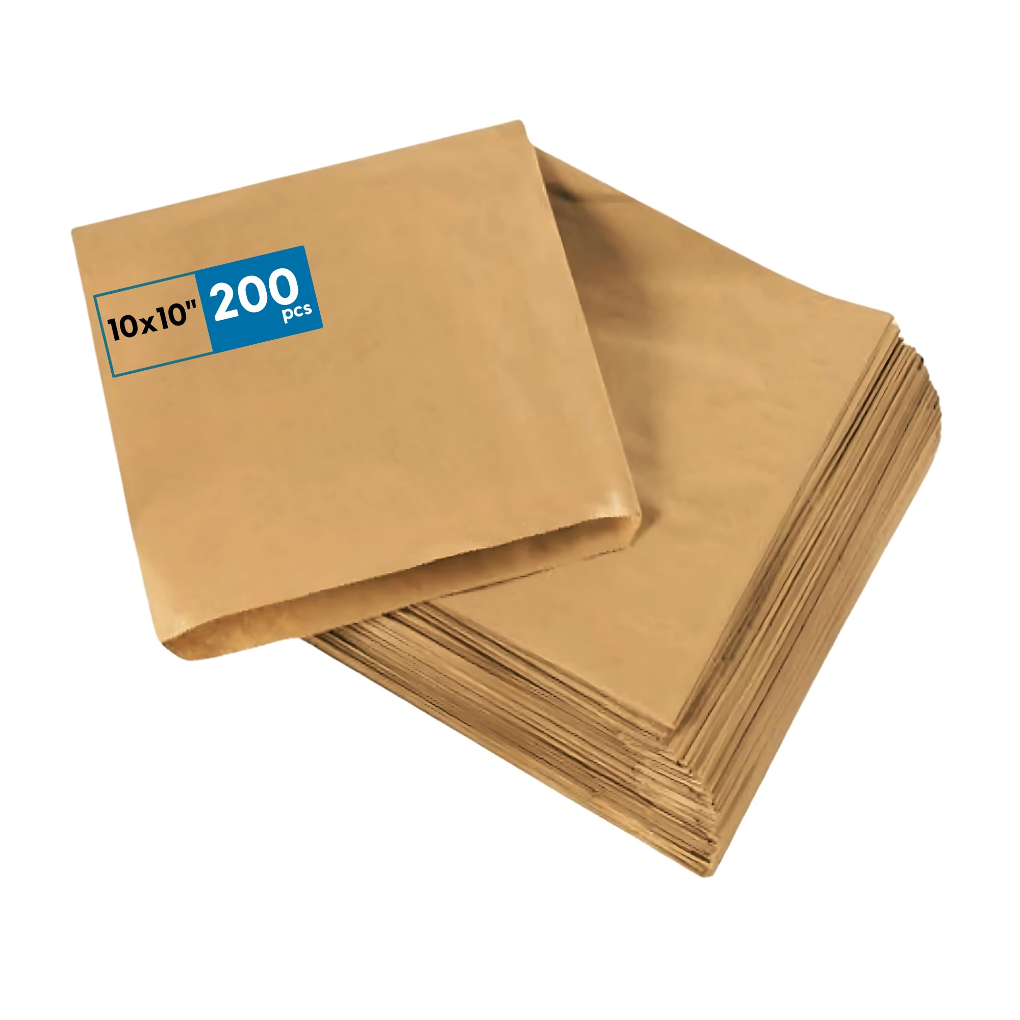 CaterCo Brown Kraft Paper Counter Bags, (10x10 inch, 200 Pack) - Biodegradable Strung Bag For Food, Sandwich, Grocery Bag, Bakery, Pastry, Fruit, Sweets, Eco-Friendly (10x10 Inch, 200 Pack)
