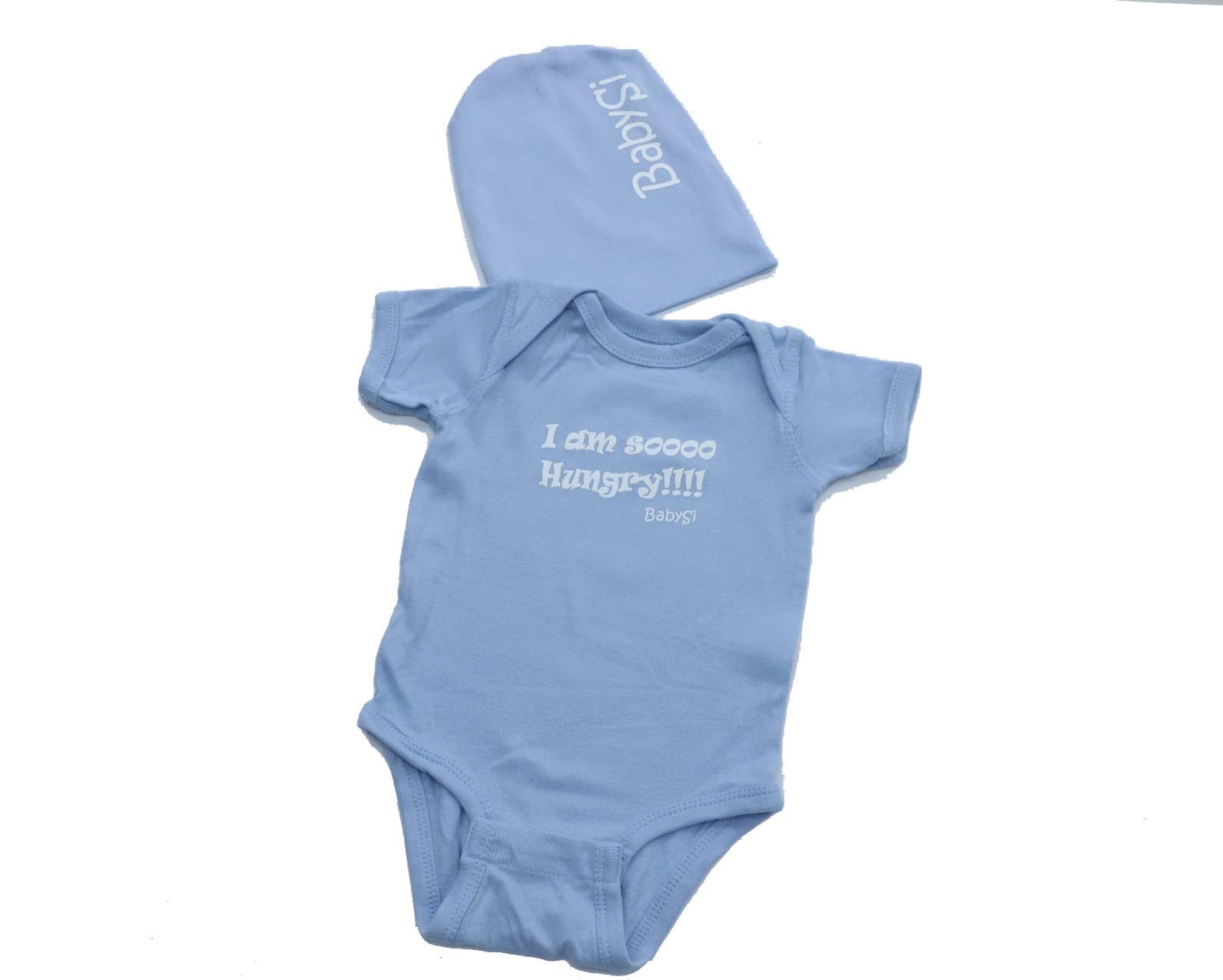 BabySi"Im so Hungry Onezie and Hat Fashion Forward Comfortable Durable Childrens Clothing Carolina Blue