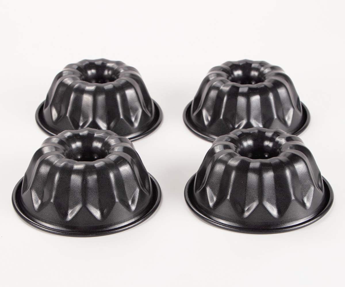 webake Moule Kouglof Mini 11cm Lot de 4 Moule à Gâteau Rond Avec Revêtement Antiadhésif Moule à Kougelhopf