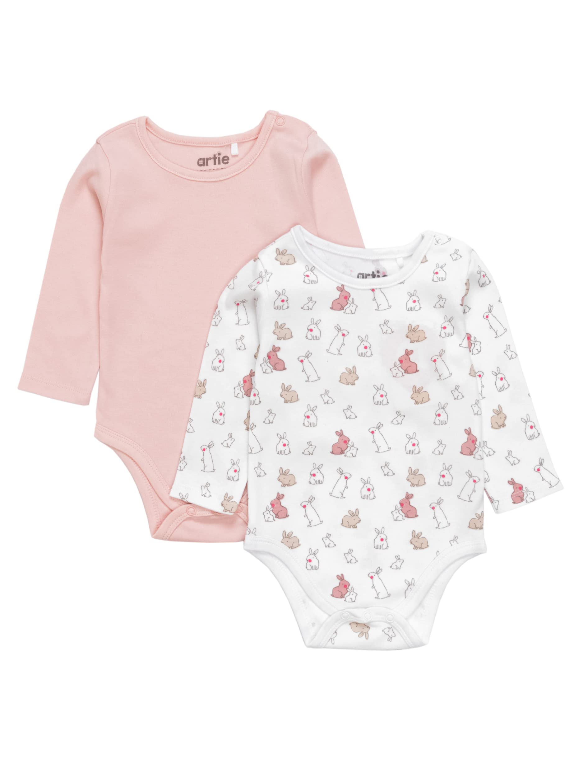 artie Baby Girl Bodysuit Vests, Long Sleeve, Cotton Onesies, Baby Grows for Toddlers and Girls, 0-3, 3-6, 6-9, 9-12, 12-18 Months, Newborn Baby Girl Clothes, 3 Pack and 2 Pack Rompers Sets