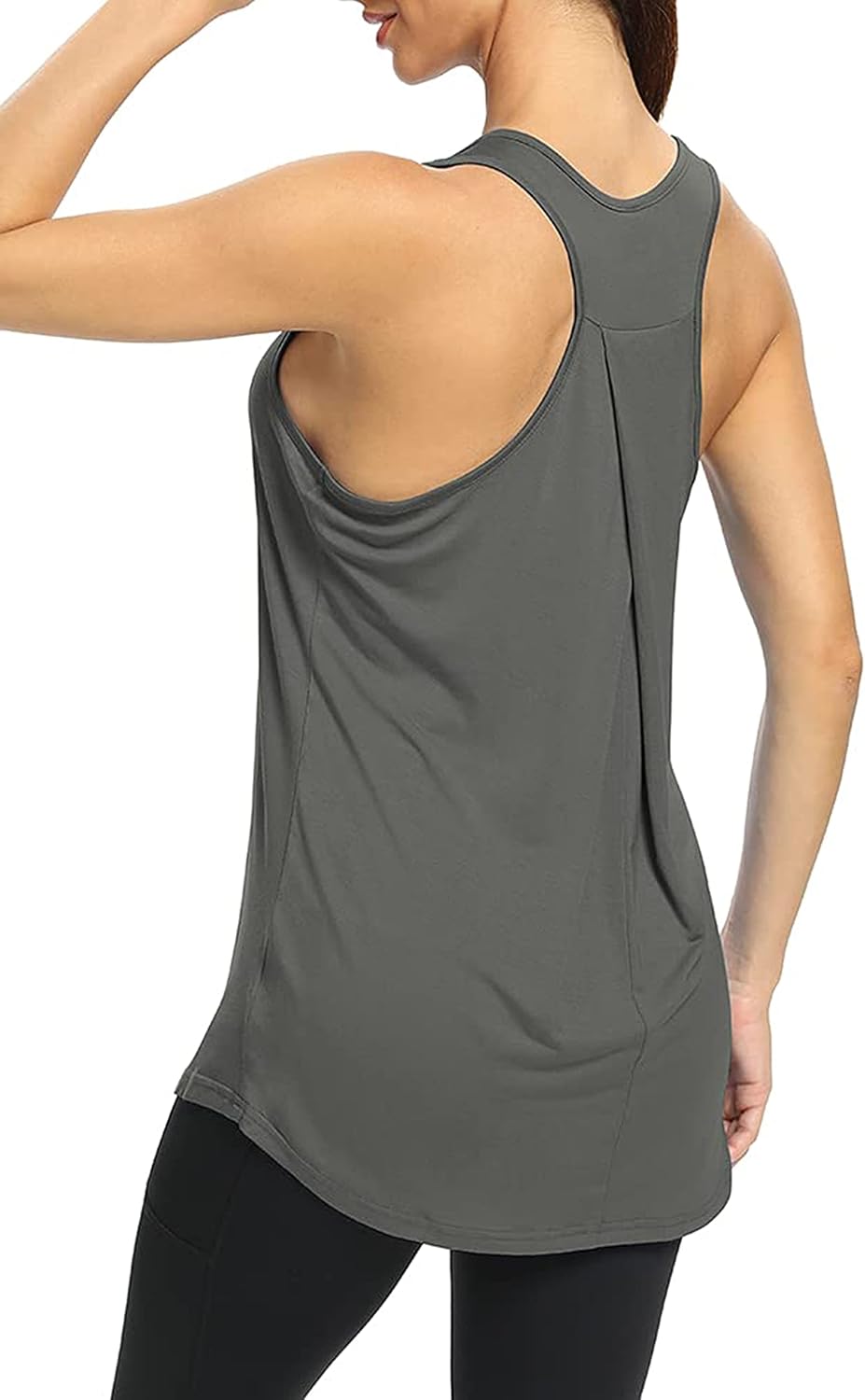 Bestisun Workout Yoga Athletic Shirts Racerback Long Tank Tops Loose fit for Women - Image 5