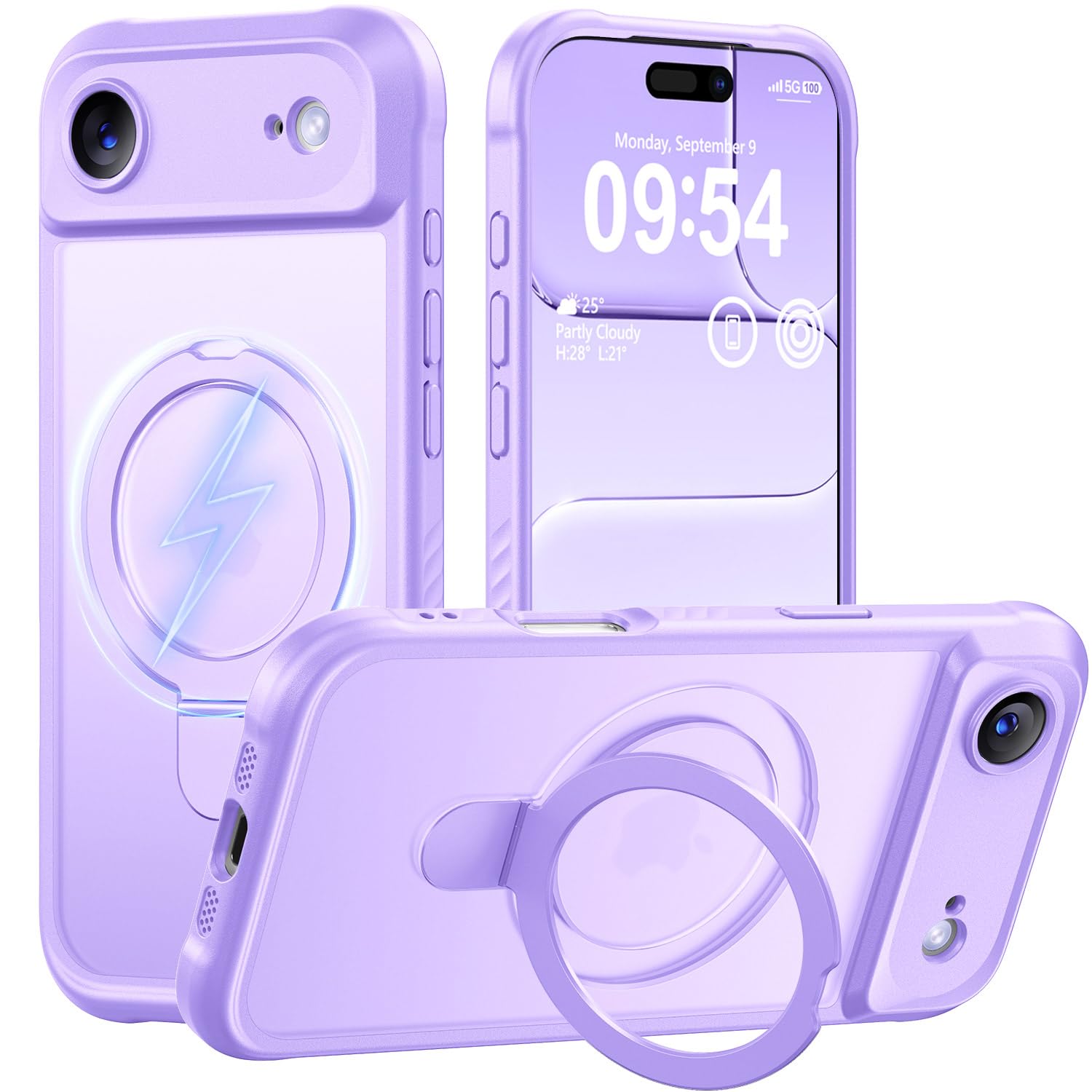 MOCCA Magnetic for iPhone 17 Air Case with Stand,Light Purple