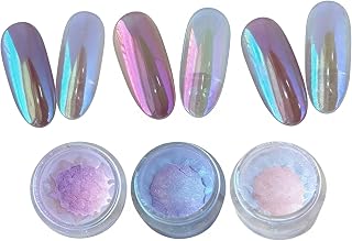 Moonlight Rainbow Chrome Nail Powder,3 Jars Aurora Nail Powder Unicorn Mermaid Chrome Powder for Nails Nail Art Glitter (Moonlight#123)