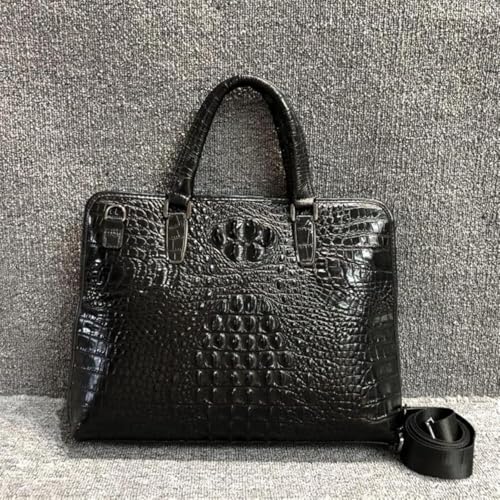 Leather Business Briefcase for Men, Cowhide Messenger Bag, Laptop Shoulder Bag (Black)2